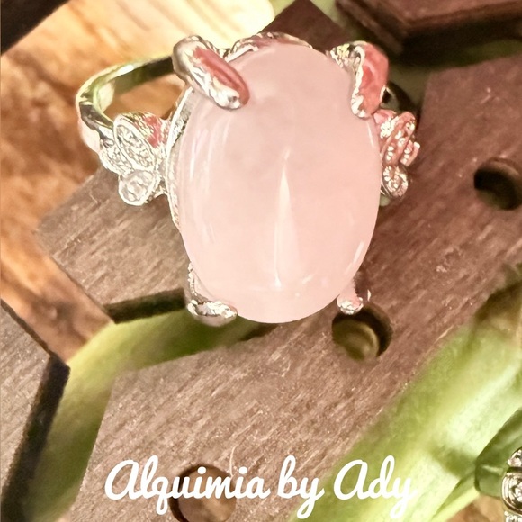 PINK QUARTZ SILVER RING - Picture 1 of 1